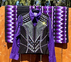 Black, Purple and Silver Vest with Fringe