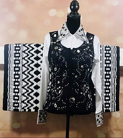 Black Blinged Vest with Coordinating Blinged Shirt